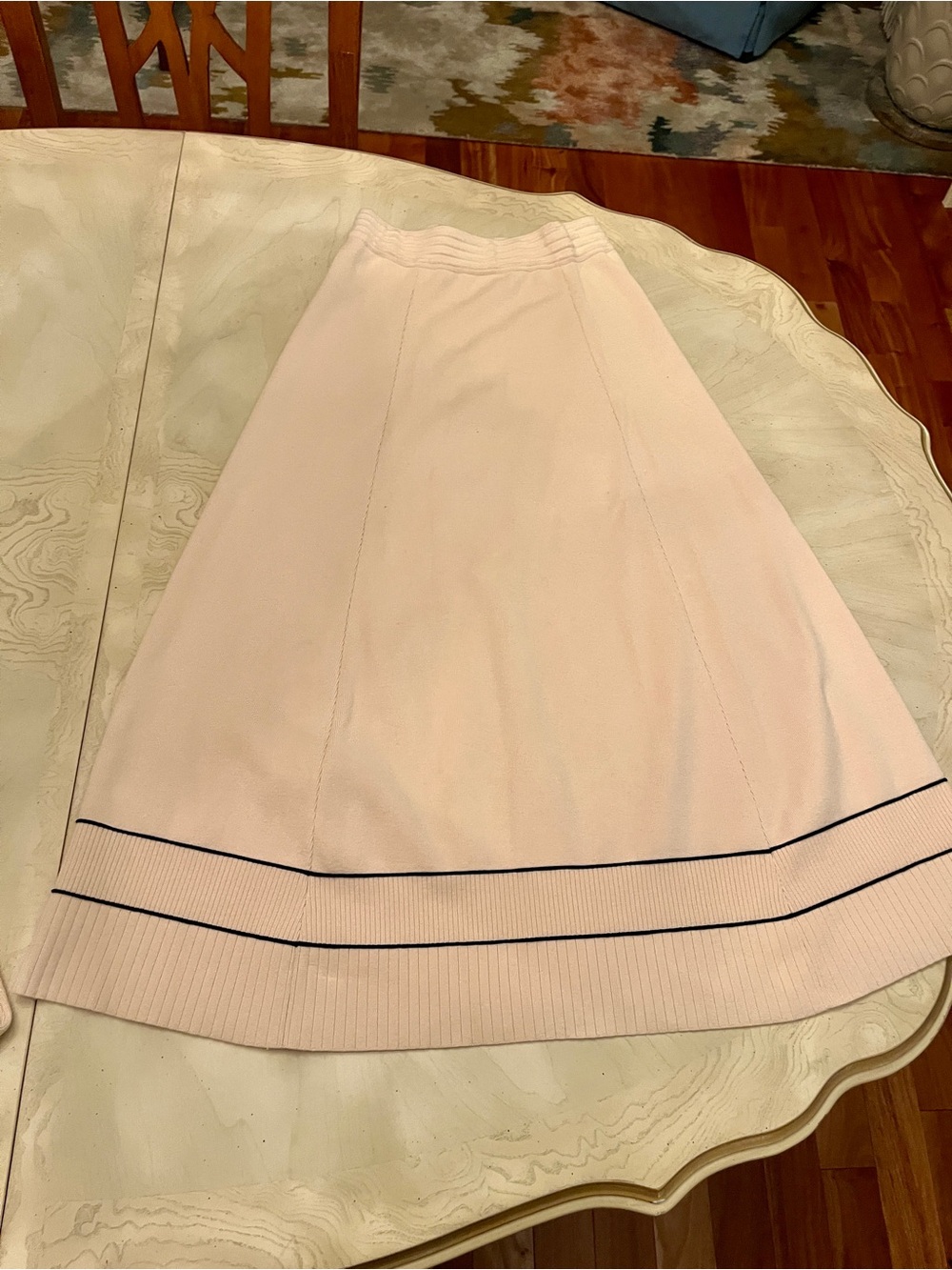 Sandro Paris Beige & Black Sailor Collar Knit Sweater Midi Skirt Set XS - Picture 5 of 13